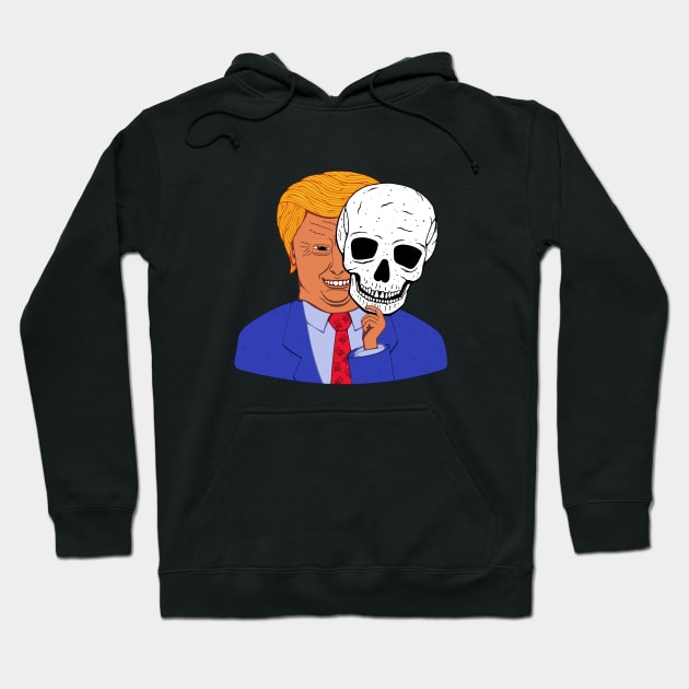 Scary Trump with Halloween Skeleton Mask Hoodie by studiogooz